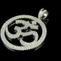 2.35Ct Round Cut Diamond Hindu "OM" Universal Pendant 14K White Gold Finish