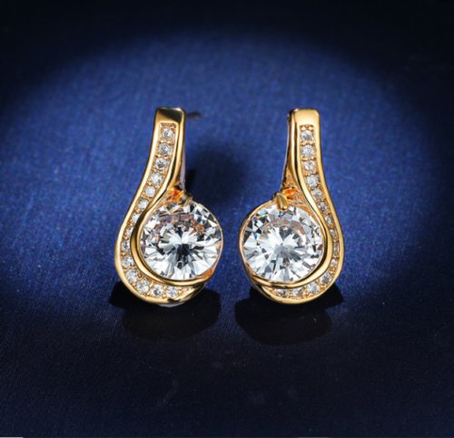 2.75Ct Round Cut Diamond Twisted Stud Earrings 18K Yellow Gold Finish