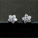 14K White Gold Finish 1.15Ct Round Cut VVS1 Diamond Flower Stud Earrings