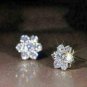 14K White Gold Finish 1.15Ct Round Cut VVS1 Diamond Flower Stud Earrings