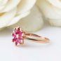 14K Rose Gold Finish 1.88Ct Marquise Cut Red Ruby Flower Wedding Ring