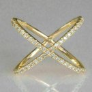 14K Yellow Gold Finish 1.50Ct Round Cut Diamond Cross X Wedding Band