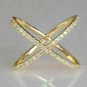 14K Yellow Gold Finish 1.50Ct Round Cut Diamond Cross X Wedding Band
