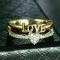 2.15Ct Round Cut Diamond Love Engagement Ring 14K Yellow Gold Finish