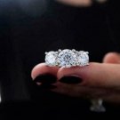 14K White Gold Finish 2.50Ct Round Cut Diamond 3-Stone Engagement Ring