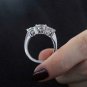 14K White Gold Finish 2.50Ct Round Cut Diamond 3-Stone Engagement Ring