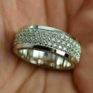 14k White Gold Finish Round Cut Diamond Men's Engagement Wedding Band Ring