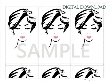 DIY Printable Earring Display Card Template Digital Download PDF Woman Face