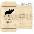 DIY Printable Seed Packet Template Digital Download PDF Masculine Caribou Deer Set of 4 Designs
