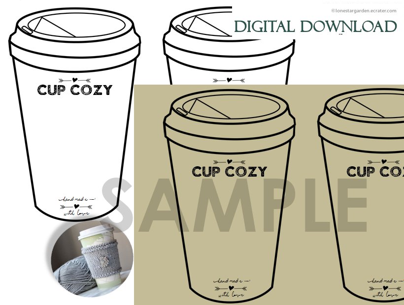 DIY Printable Cup Cozy Display Card Template Digital Download PDF