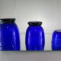 Three Cups Glass Blue Vintage Vases Glasses Blue Glass Vases Cups R41