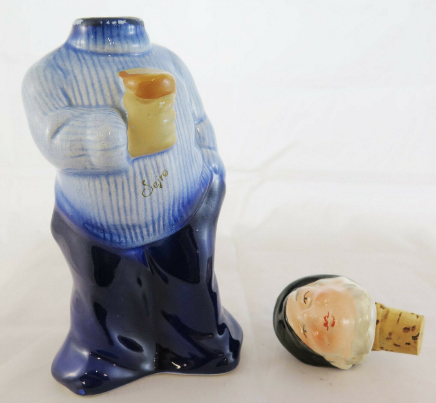 Figurine Porcelain Bottle Fisherman Denmark Porcelain Figurines R61