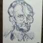 Old Drawing on Basket Studio Portrait Male Vintage Sketch Drawing P28.8