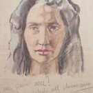 Antique Painting to Watercolour Portrait Feminine Years' 40 Author Pancaldi