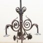 Chandelier Wrought Iron Forged by hand 4 Lights Antique Period First 900 Ch
