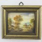 Two Small Painted to Oil Landscape Paintings with Frame Wooden Golden PS2