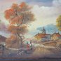 Two Small Painted to Oil Landscape Paintings with Frame Wooden Golden PS2