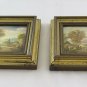 Two Small Painted to Oil Landscape Paintings with Frame Wooden Golden PS2