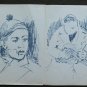 Old Drawing Sketch Studio for Portrait Male Faces Human Vintage P28.6