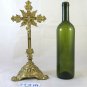 Crucifix Antique Bronze Golden Table Beginning '900 cross Christ GR6