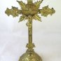 Crucifix Antique Bronze Golden Table Beginning '900 cross Christ GR6
