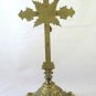 Crucifix Antique Bronze Golden Table Beginning '900 cross Christ GR6