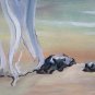 Modern Painting Years 1980's Signed Style Onirico Metaphysical Oil