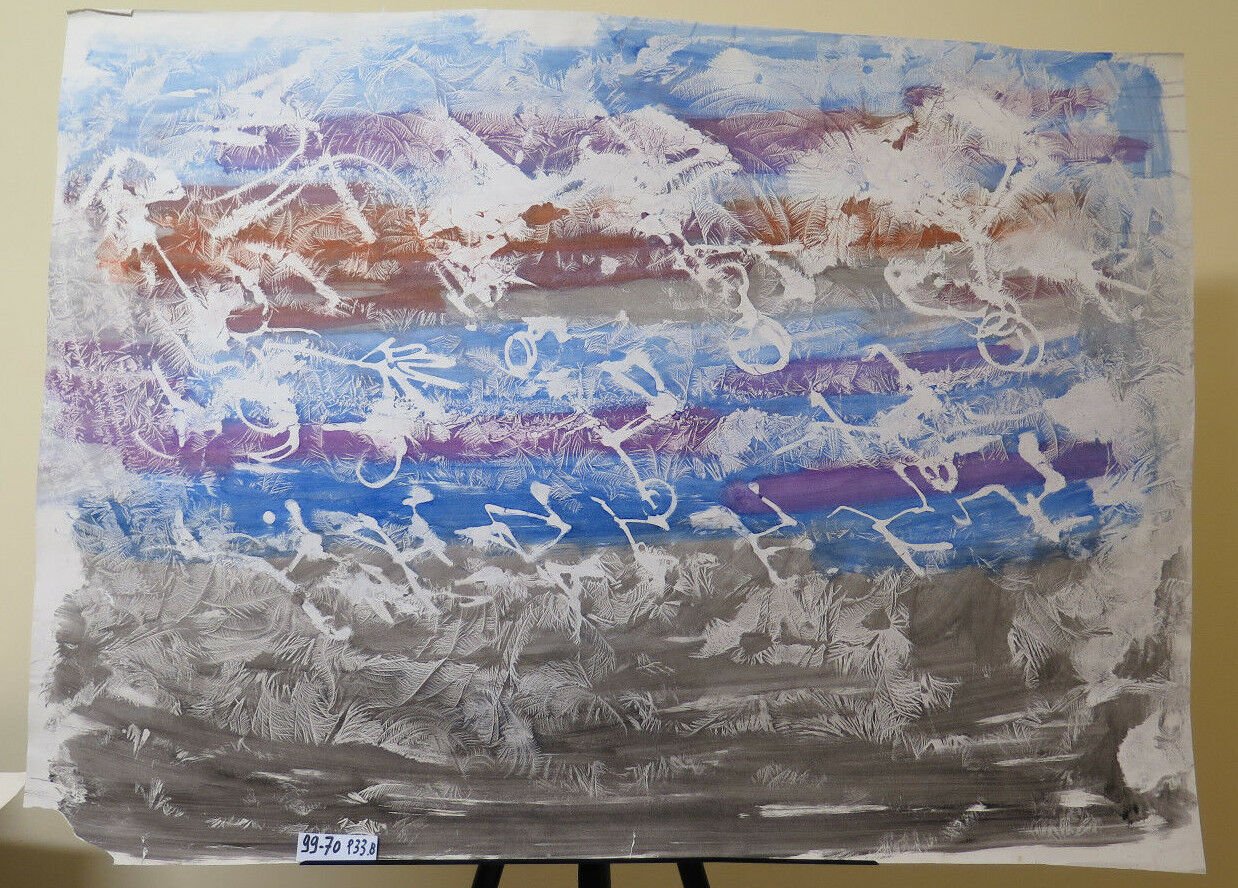 Painting Abstract Modern Vintage Painting with Technical Experimental Ice P33.8