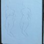 Two Old Drawings Sketching Studio Nude Feminine Portrait Pencil on Basket P28.6