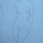 Two Old Drawings Sketching Studio Nude Feminine Portrait Pencil on Basket P28.6