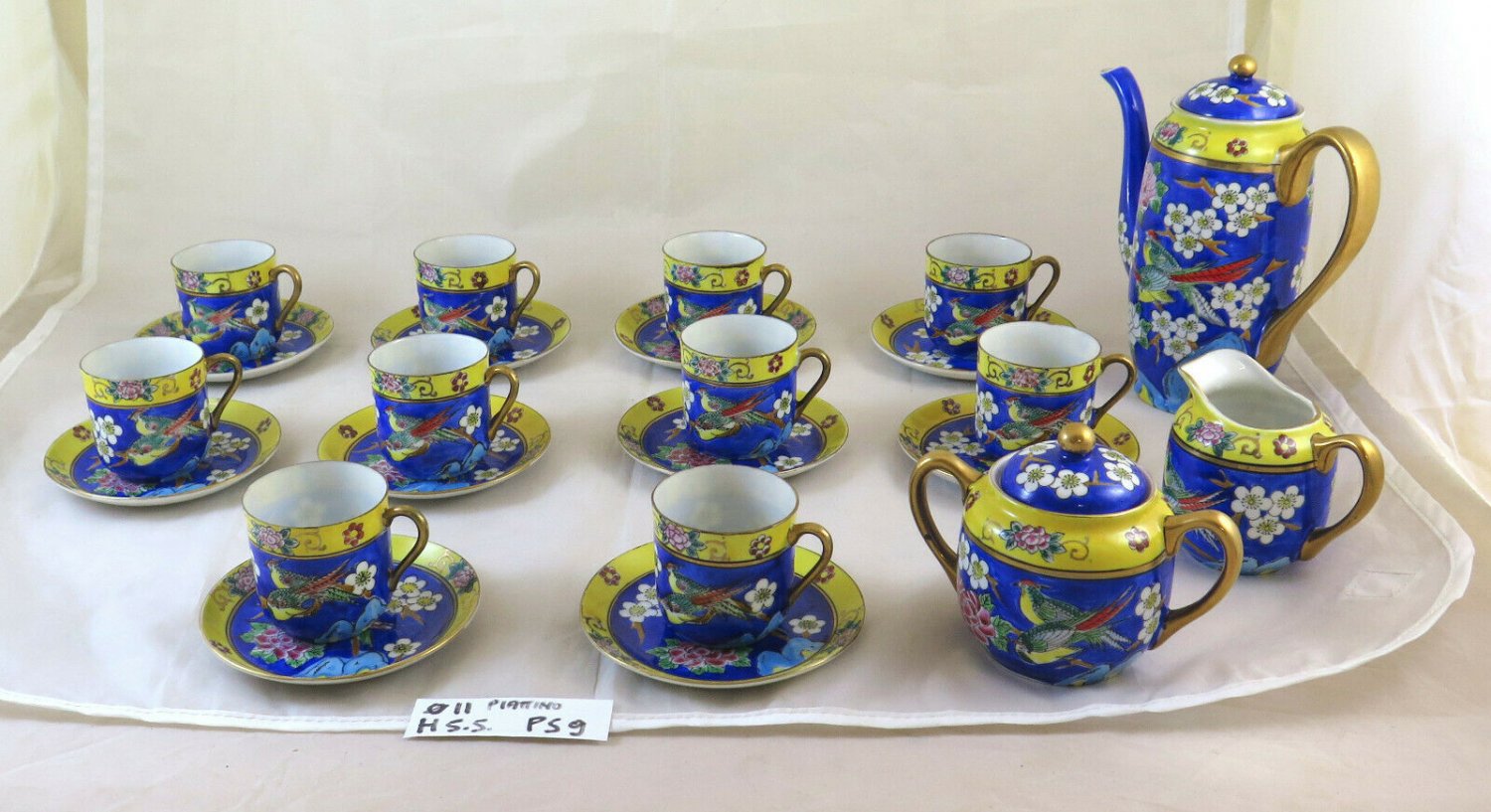 Service for Coffee' Porcelain Shell D' Egg Japanese Geisha Clear PS9