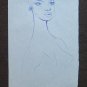 Painting Antique Pen on Basket Sketch Sketch Portrait Woman Feminine P28.6