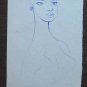 Painting Antique Pen on Basket Sketch Sketch Portrait Woman Feminine P28.6