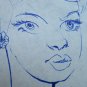 Painting Antique Pen on Basket Sketch Sketch Portrait Woman Feminine P28.6