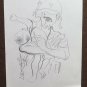 Drawing Vintage Pencil on Card 1960's War Vietnam Boy Soldier P28.7