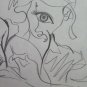 Drawing Vintage Pencil on Card 1960's War Vietnam Boy Soldier P28.7