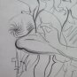 Drawing Vintage Pencil on Card 1960's War Vietnam Boy Soldier P28.7