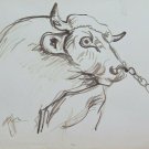Old Preparatory Sketch Cow Cow Painter G.Pancaldi 1922-2014 P28.7