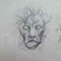 Lion Old Drawing Sketch Sketching of Painter G.Pancaldi 1922-2014 P28.7