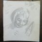 DRAWING ANTIQUE STUDIO PREPARATORY PORTRAIT MAIDEN SKETCH ORIGINAL P28.5