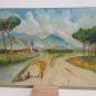 Painting Antique Oil on board Signed Landscape Alpine Mountains in Summer G24