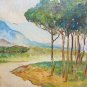 Painting Antique Oil on board Signed Landscape Alpine Mountains in Summer G24