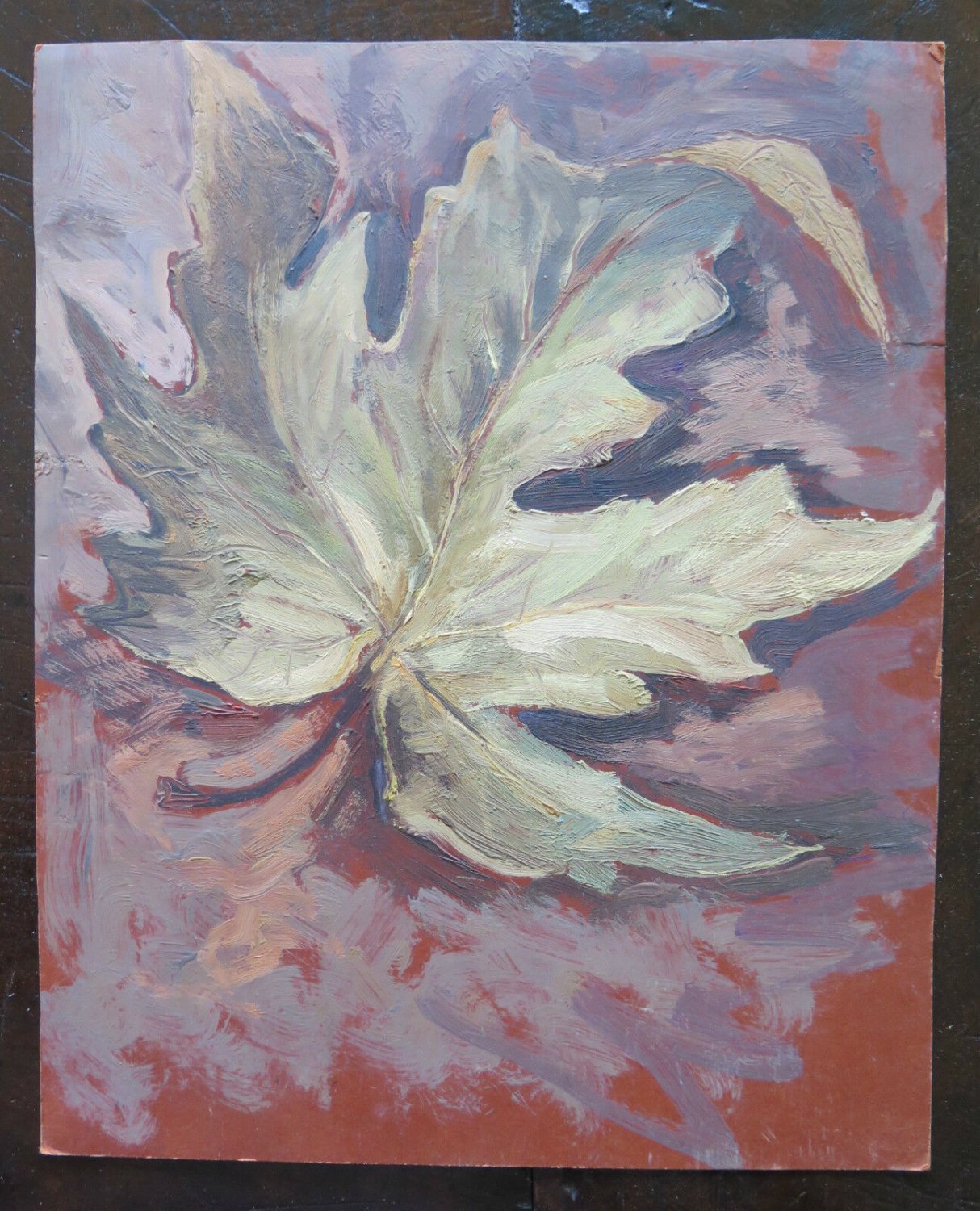 Painting Antique Nature Still Leaf Painted Style Impressionist Years 50 p16