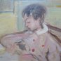 Painting Vintage to Oil View inside Home with Little Girl Original 1960 p3