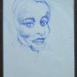 Drawing Antique Portrait Girl Opera Original Pen on Basket Years' 40 P28.6