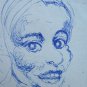 Drawing Antique Portrait Girl Opera Original Pen on Basket Years' 40 P28.6