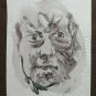 Old Sketch Painting Watercolour on Basket Portrait Stylised Man P28.8