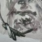 Old Sketch Painting Watercolour on Basket Portrait Stylised Man P28.8