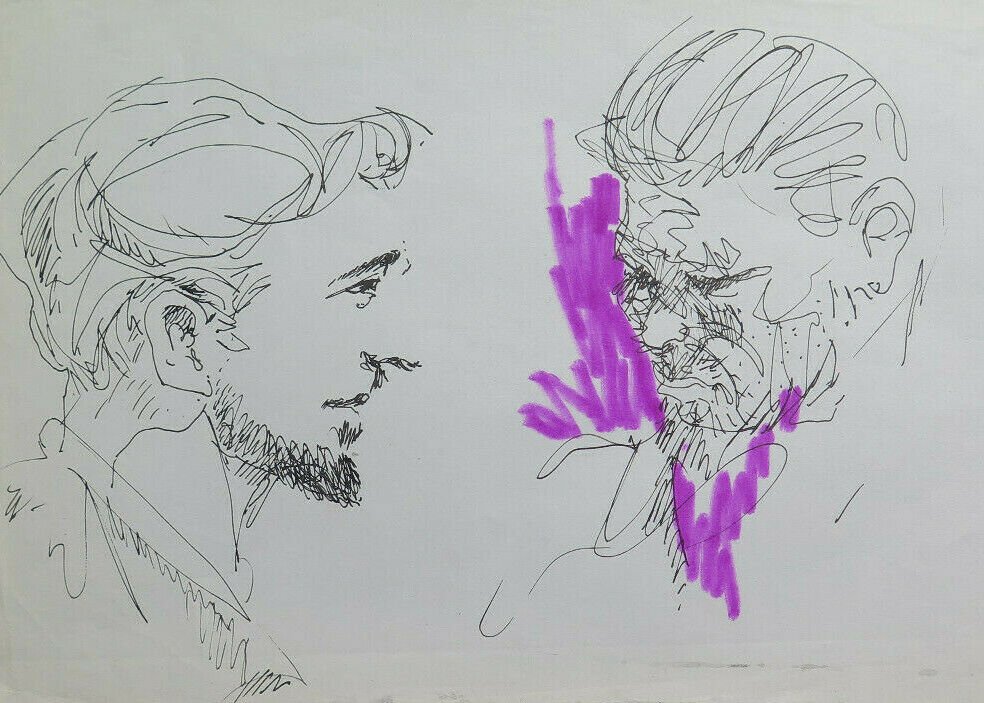 Drawing Antique Portraits Studio Painter Basket Sketch Sketch Vintage Art P28.8