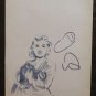 Drawing Sketch on Basket Shapes Mothers Child Portrait Vintage Baby P28.7